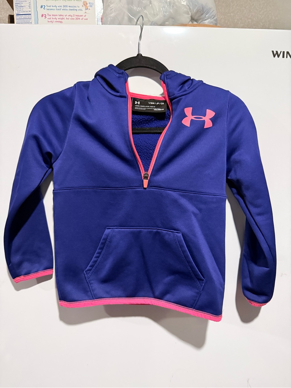 Under Armour Girls Purple Half-Zip Hoodie with Pink Trim